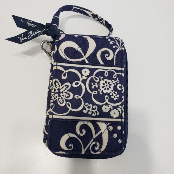 Vera Bradley Woman's Small Wallet / Wristlet, Navy and White, Approx. 6 x 3 - Picture 2 of 6